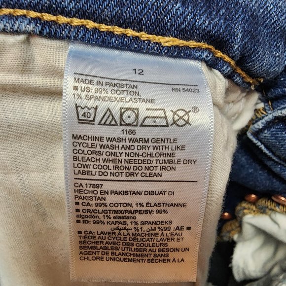 Old Navy Extra High Rise Distressed Straight Leg Jeans Size 12 - Picture 9 of 10